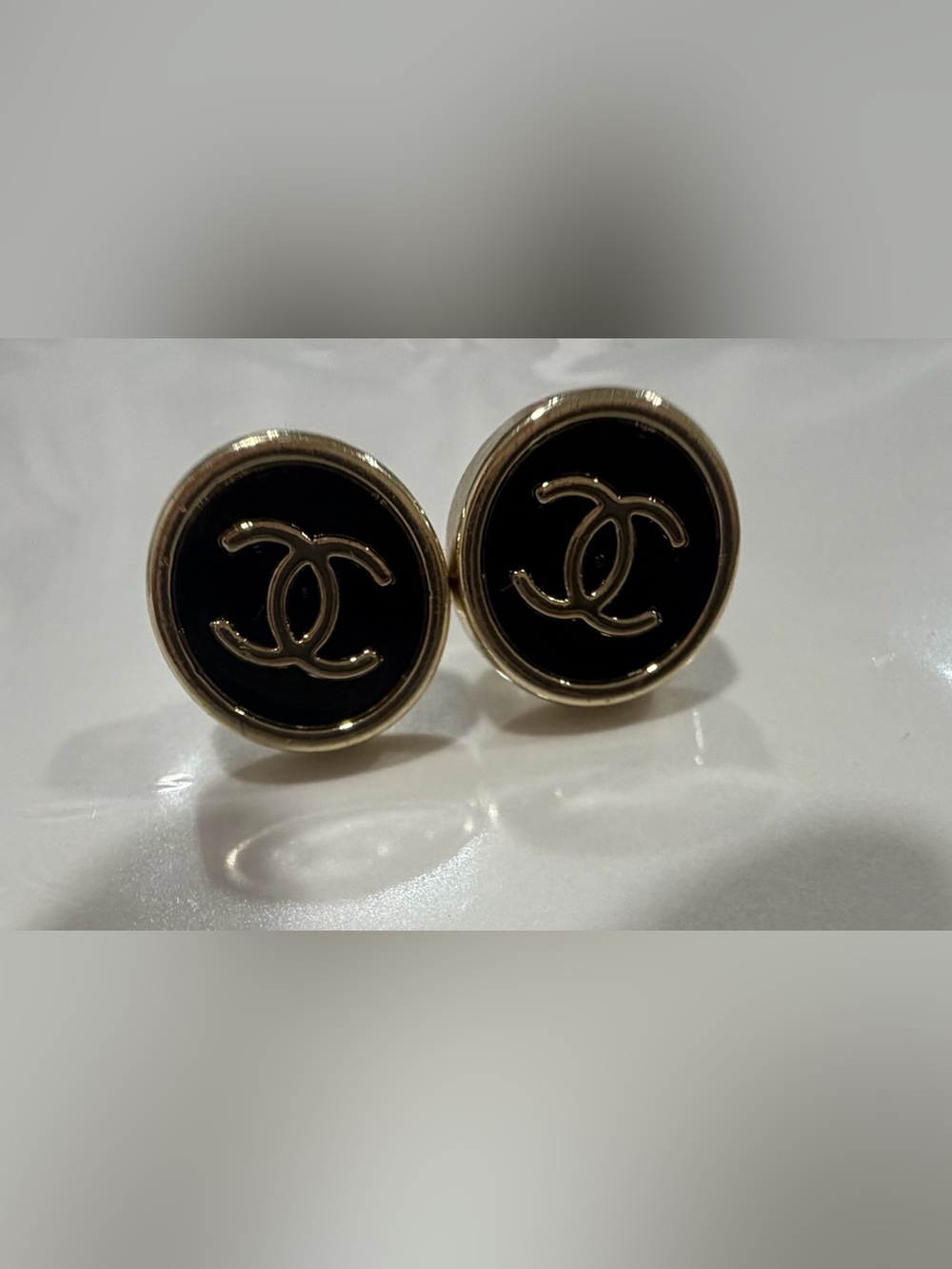 Black & Gold  Button Earrings